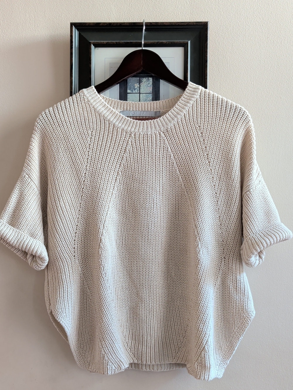 Tiger of Sweden Cream Cotton Knit Oversized Scoop-Neck Sweater